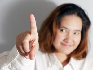 Portrait of happy young business woman