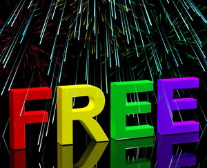 Free Word And Fireworks Showing Freebie and Promotion